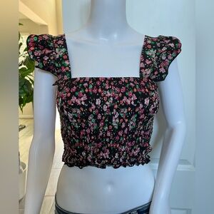 AZ Women’s Floral Black Smocked Top
